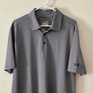 Under Armour Mens Heatgear Polo Golf Shirt Grey Striped Size XL